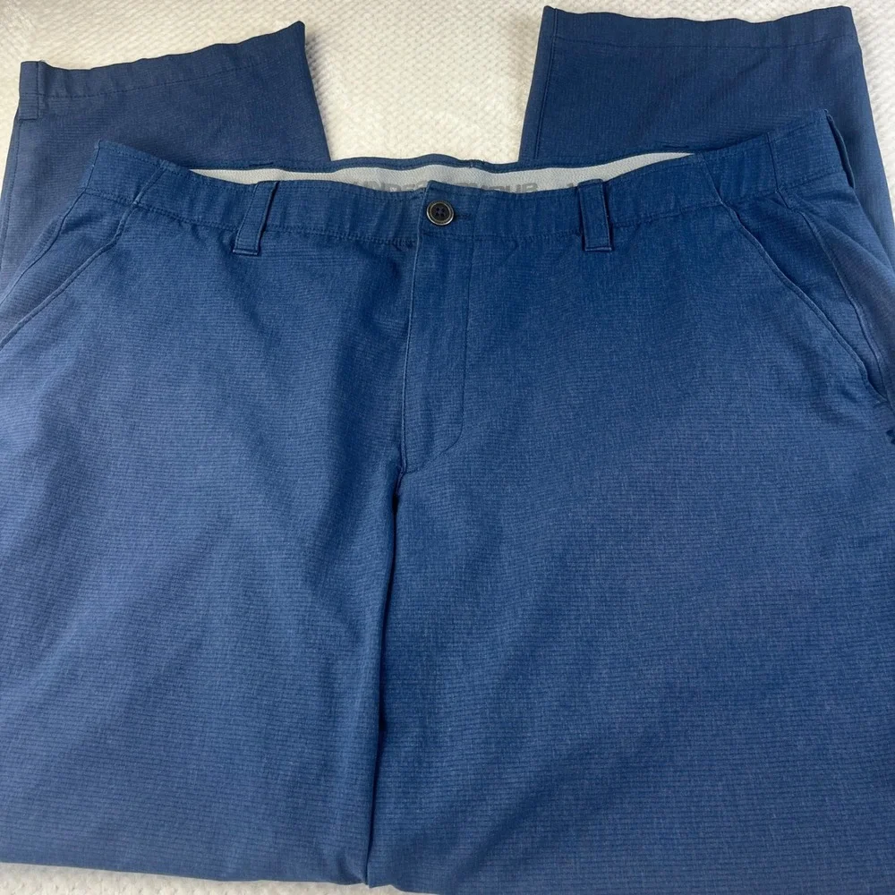 Under Armour Mens Blue Match Play Pants 42/32 Measures 40/31 Flat Front I159 - Picture 2 of 11